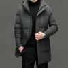 Mens Winter Down Coat 90% White Duck Mid-Length Removable Hood Casual Warm Outerwear