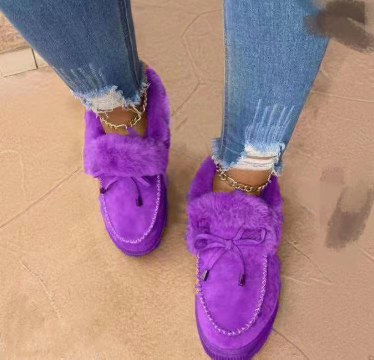 FGHJ Moda damska Płaskie buty śniegowe Ciepłe bawełniane buty