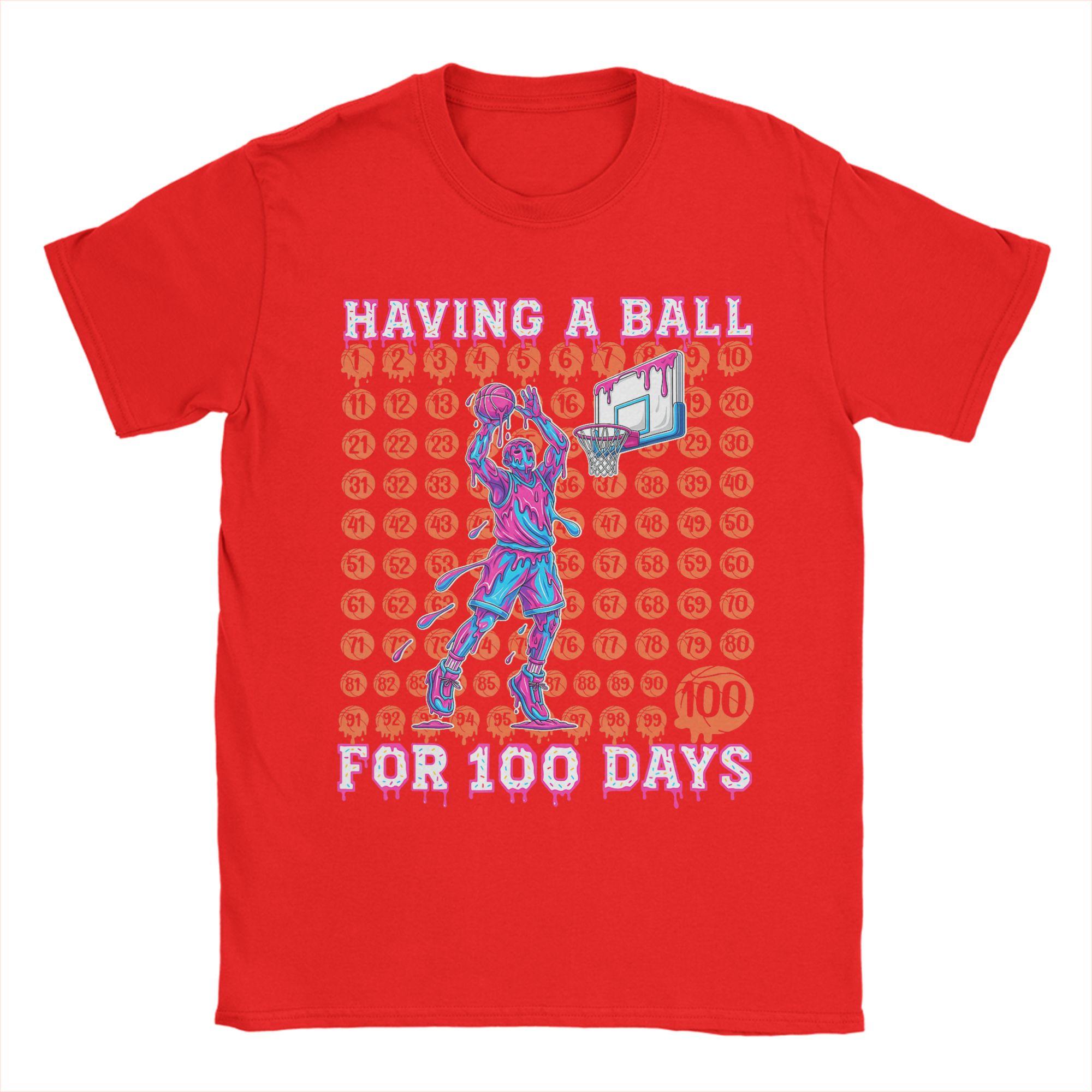 

Unisexs 100 Days of School Boys Kids 100th Day Balls Basketball T Shirt Cotton Tops Vintage Tee Shirt Adult TShirts S