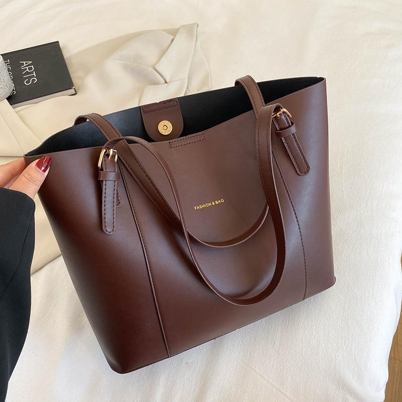 Retro simple atmospheric commuter bag women's autumn and winter large-capacity shoulder portable tote bag
