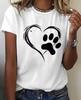 Women Pet Lover Graphic T Shirt Brushed Texture Heart With Paw Print Round Neck Short Sleeve Soft Casual Dog Mom Everyday Tee