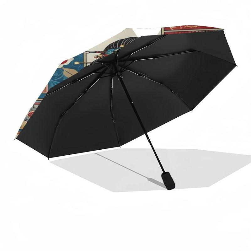 Japanese Geisha Art Print: Traditional Beauty in Vibrant ColorsUmbrella with Cute Design,Portable 3-Fold Compact Umbrella for Men&Women,Vale