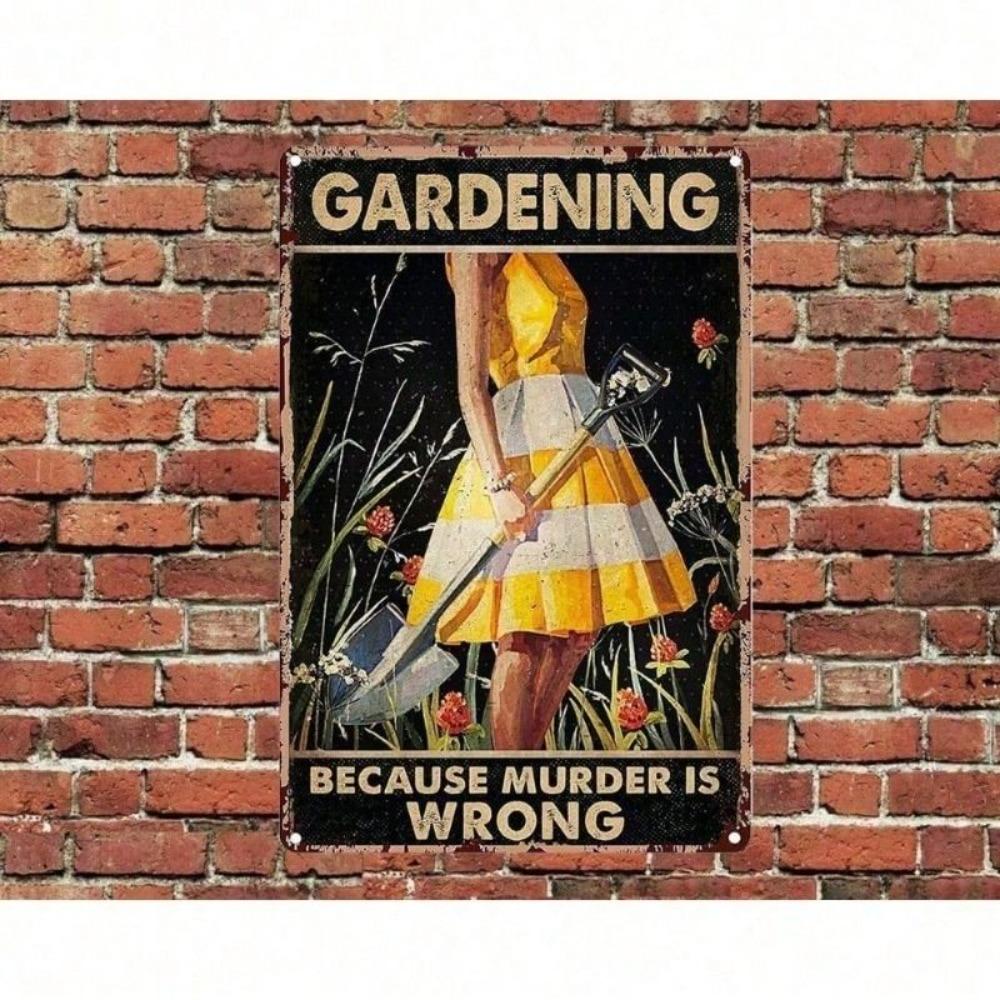 Retro Vintage Metal Garden Sign Humorous Wall Decor for Shed Outdoor
