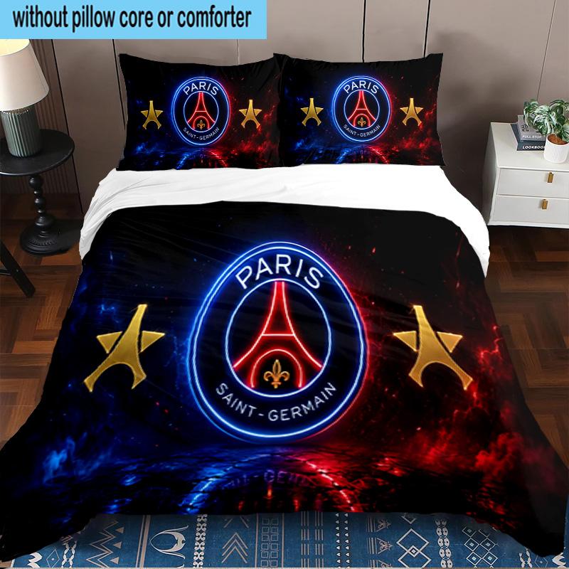 Paris Football Club 3PCS Bedding set,Ideal for1pc Duvet Cover And 2pcs Pillowcases Perfect for Christmas gift,Ideal for Bedroom, Dormitory