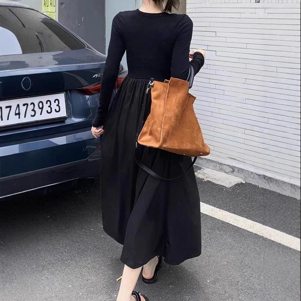 Black Suspender Vest Dress Women's New Summer Niche Design Sense Sleeveless Knitted Hepburn Style Long Skirt
