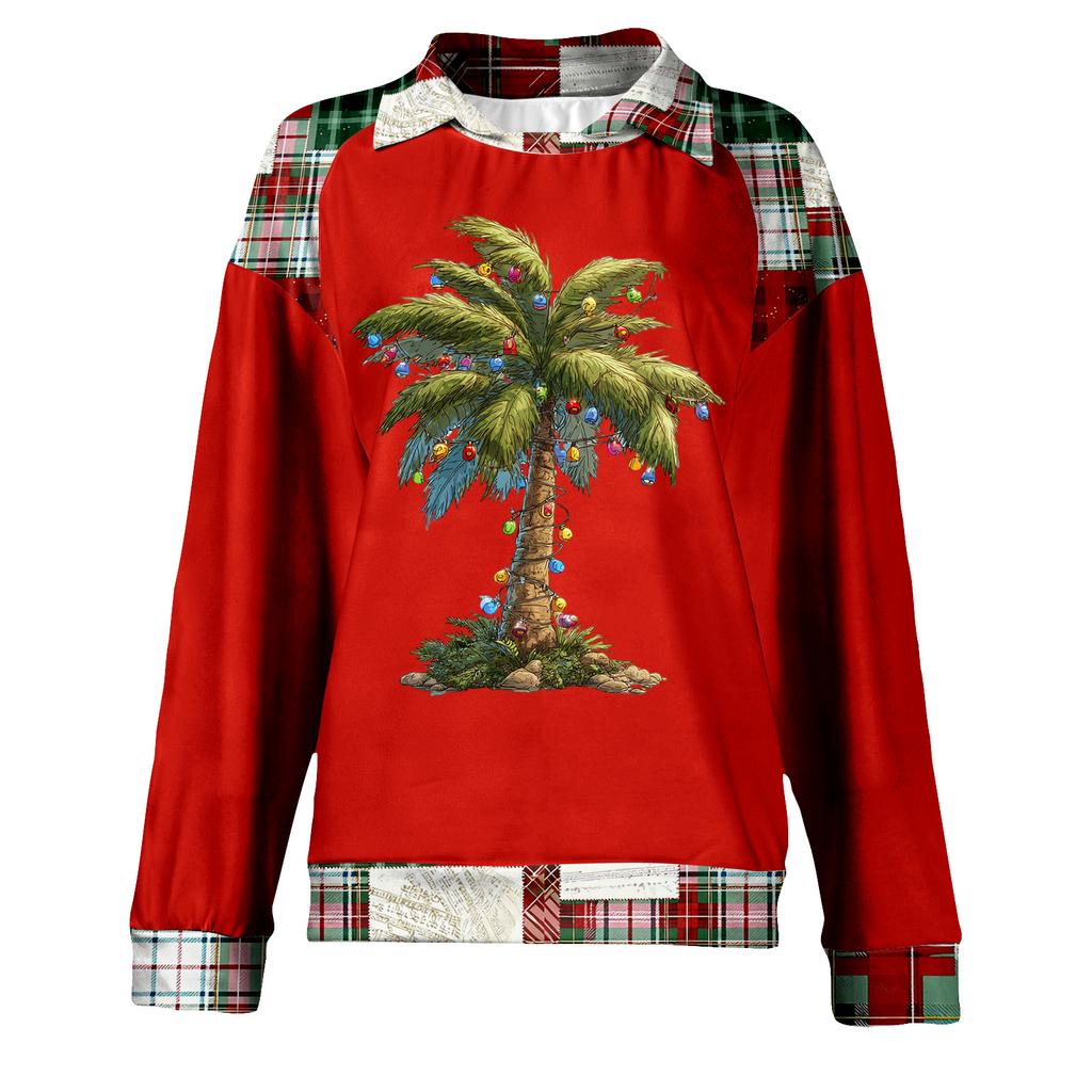 Women's Fashion Christmas Printed Long-Sleeve Pullover Top