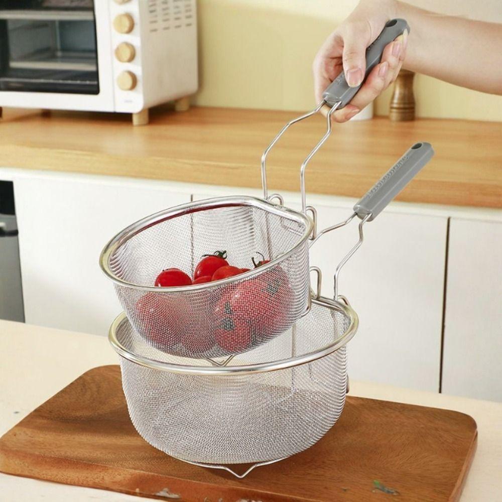 Hook Design Stainless Steel Fry Basket Heat-resistant Noodle Drainer Hot Pot Strainer  Home