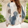 Women Plus Size V Neck Front Zip Long Sleeve Abstract Printed Sweatshirt