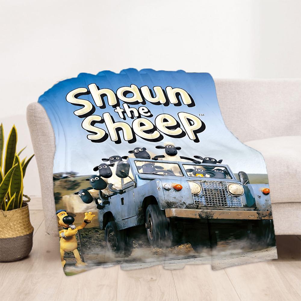 1pc Sheep Shaun Outdoor Blanket Lightweight Flannel, Soft & Warm, All-Season Use for Sofa, Outdoor, Camping, Living Room042