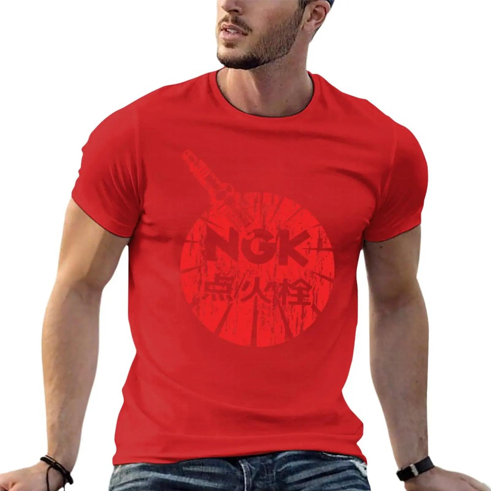 New Distressed Retro NGK Logo TShirt summer top oversized t shirt mens t shirts S