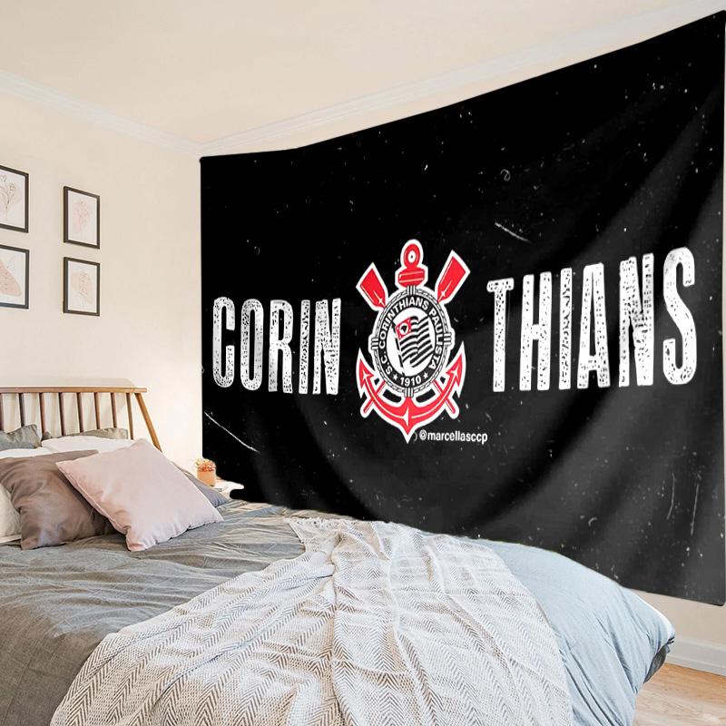 1PC Corinthians Football Club Crest Tapestry Hanging for Bedroom,Livingroom, Playroom,Decor Art Room Wall Tapestry Holiday and Birthday Gifts