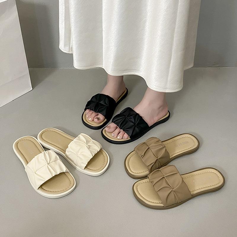 Slippers women's summer outer wear new fashion flat heel thin bottom light soft bottom non-slip pregnant women one word cool slippers tide