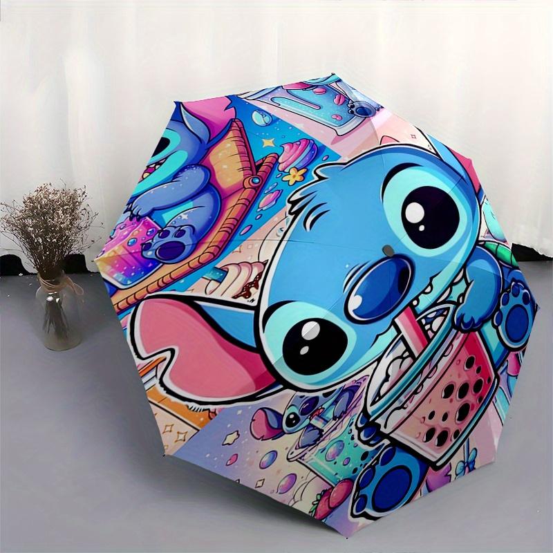 Stitch,Bubble Tea Themed Folding Umbrella, the Best Choice for Gift Giving, 8 Ribs, Casual, Durable, Lightweight and Portable Travel Umbrell