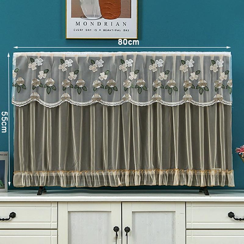 Elegant Embroidered Lace TV Dust Cover - Breathable 32/42 Inch LCD Screen Protector for Wall Mounted & Flat Screen TVs