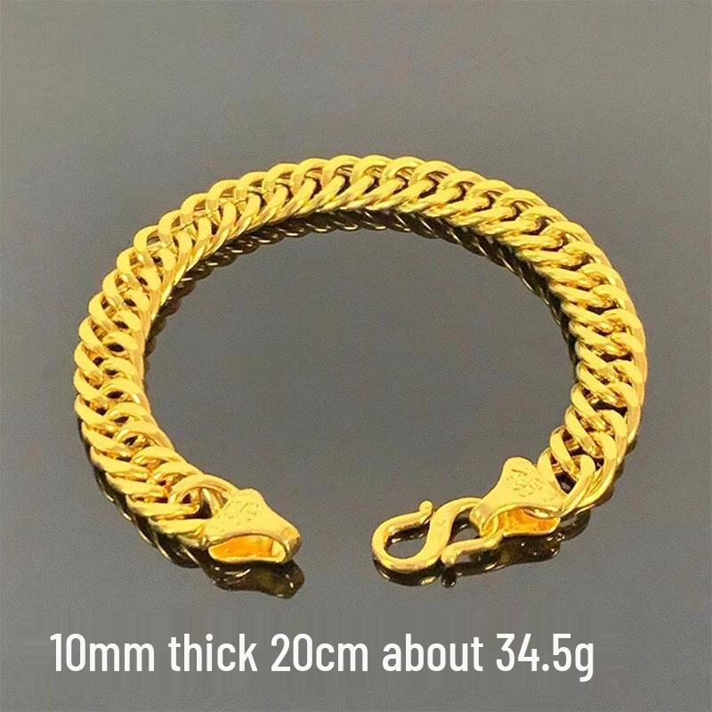 Men's Imitation Gold Boss Chain Whip Bracelet with Long-Lasting Color Retention - Stylish and Domineering Fashion Accessory.