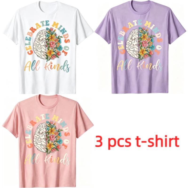 Funny Colorful Letter Plant Flowers Print Kids T-Shirts Summer Fashion Street Outdoor Casual T-shirt Tops for Boy and Girl's Tees Top