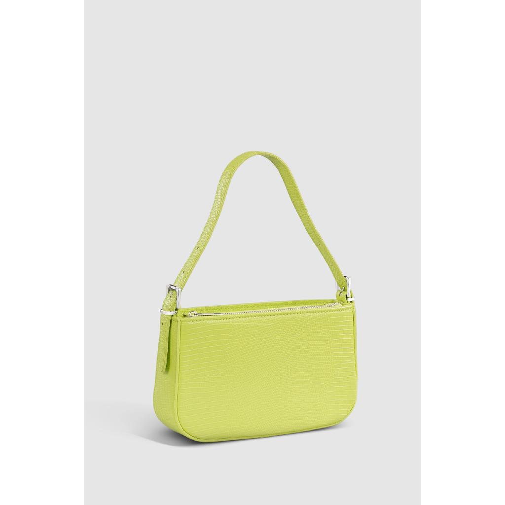 Women's Neon Green Buckle Adjustable Strap Baguette Bag 208