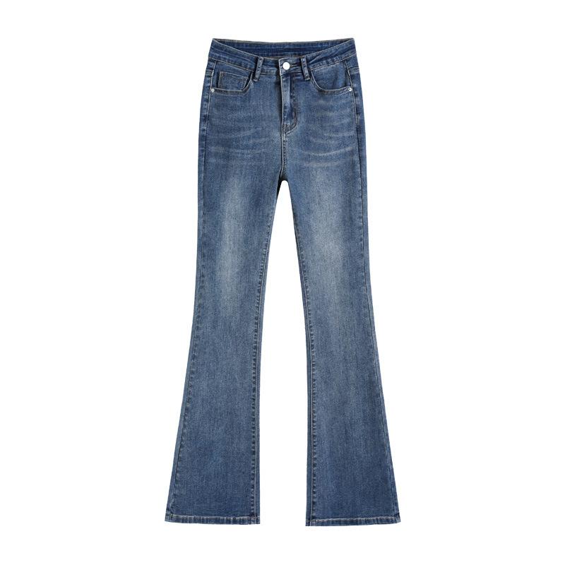 High-waisted Slightly Flared Jeans for Women In Spring and Autumn Latest Elastic Slim Fit Slim Small Horseshoe Flared Trousers