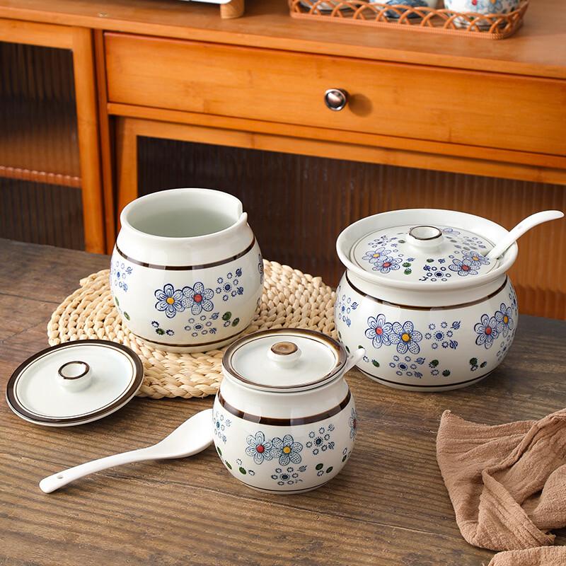 Hand-Painted Ceramic Kitchen Storage Jar