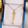 Cross Ocean Series Koi Titanium Steel Necklace: Versatile Clavicle Chain with High-End Niche Design