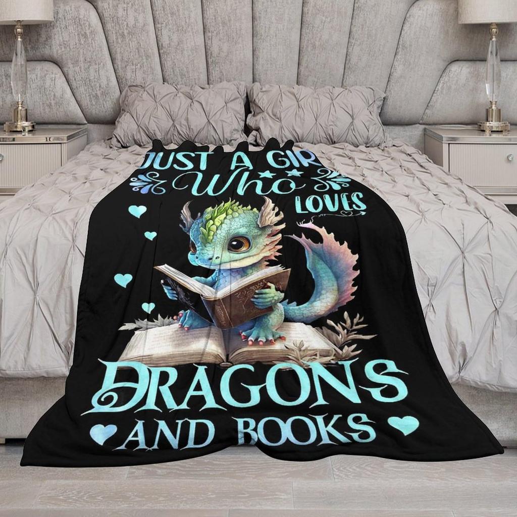 book-loving dragon digital-printed polyester Bedroom velvet flannel soft sofa cover blanket Fleece soft cover blankets for beds