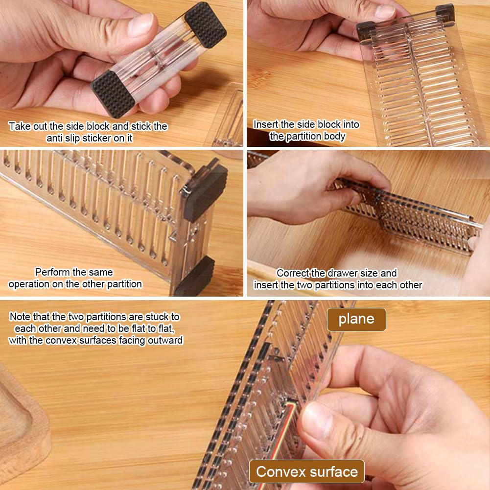 Expandable Drawer Dividers 10.8-20inch Adjustable Organizers for Kitchen Utensils Drawer Separators Dresser Drawer for Clothes