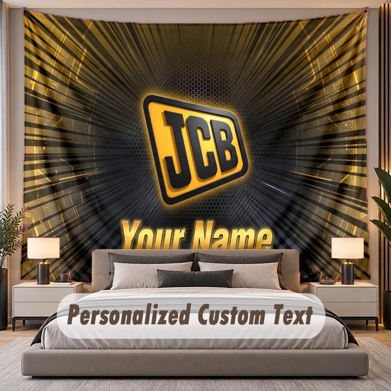 Custom Name Text Tapestry JCB Personalized Polyester Wall Tapestry For Bedroom And Room