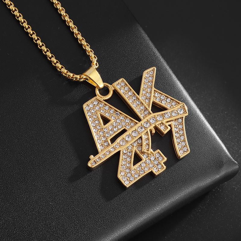 Hip Hop Zircon Dollar Sign Pendant Necklace Men Women Punk Fashion Rock Rap Jewelry Gift