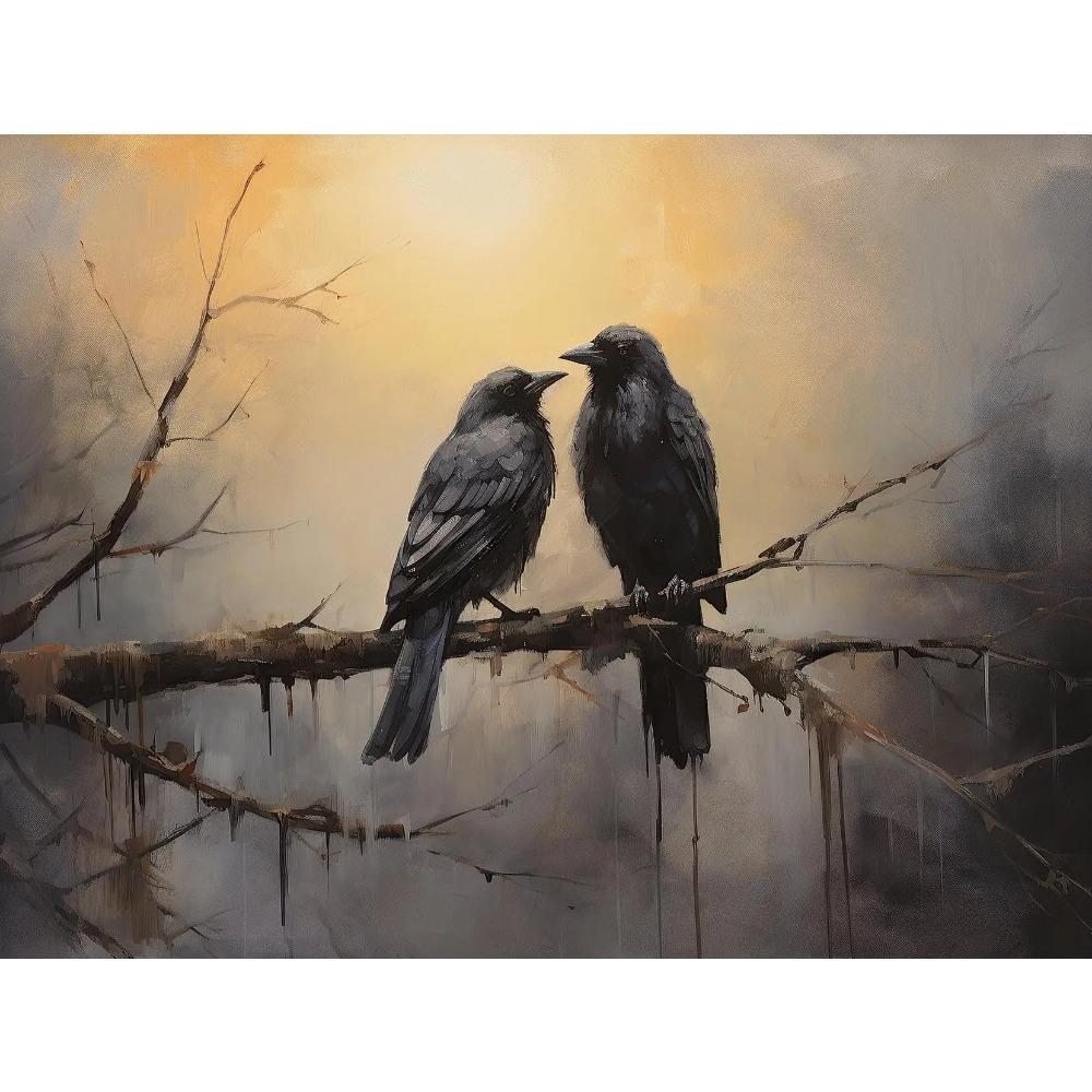 Terror Dark Blackbirds Oil Posters Classic Crow Halloween Prints Gothic Canvas Painting Wall Art Pictures Home Living Room Decor