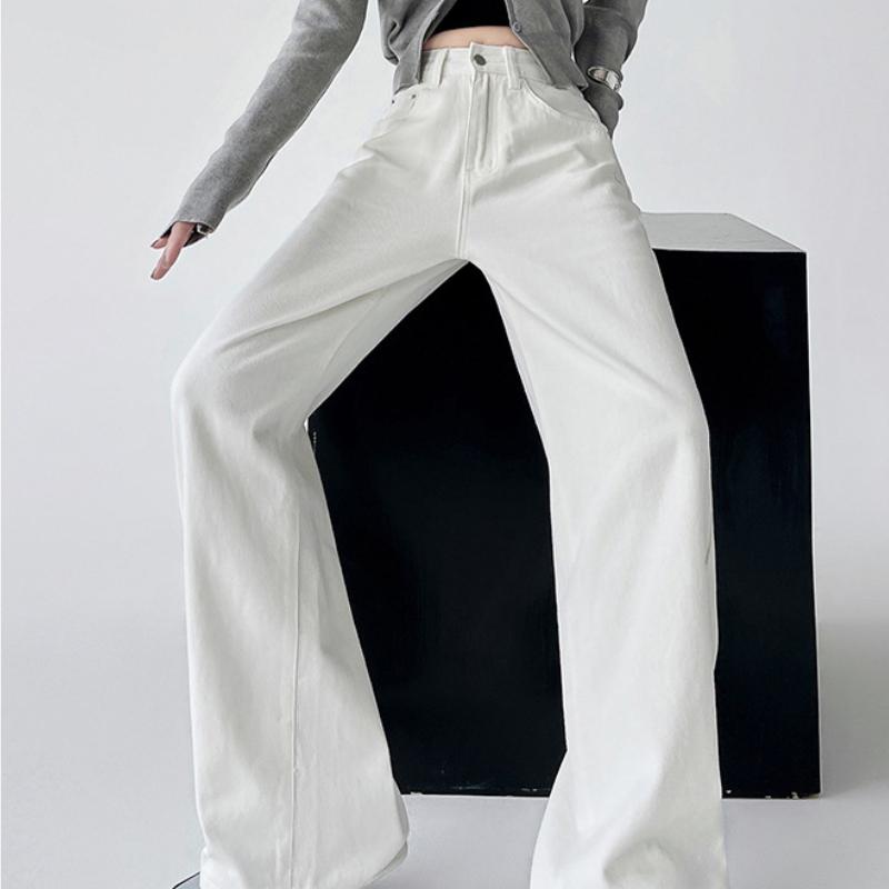 High Waist Wide Leg Denim Pants Women's Spring 2025 New Style Slimming Drapey Loose Floor-Length Narrow Straight Cut Trousers