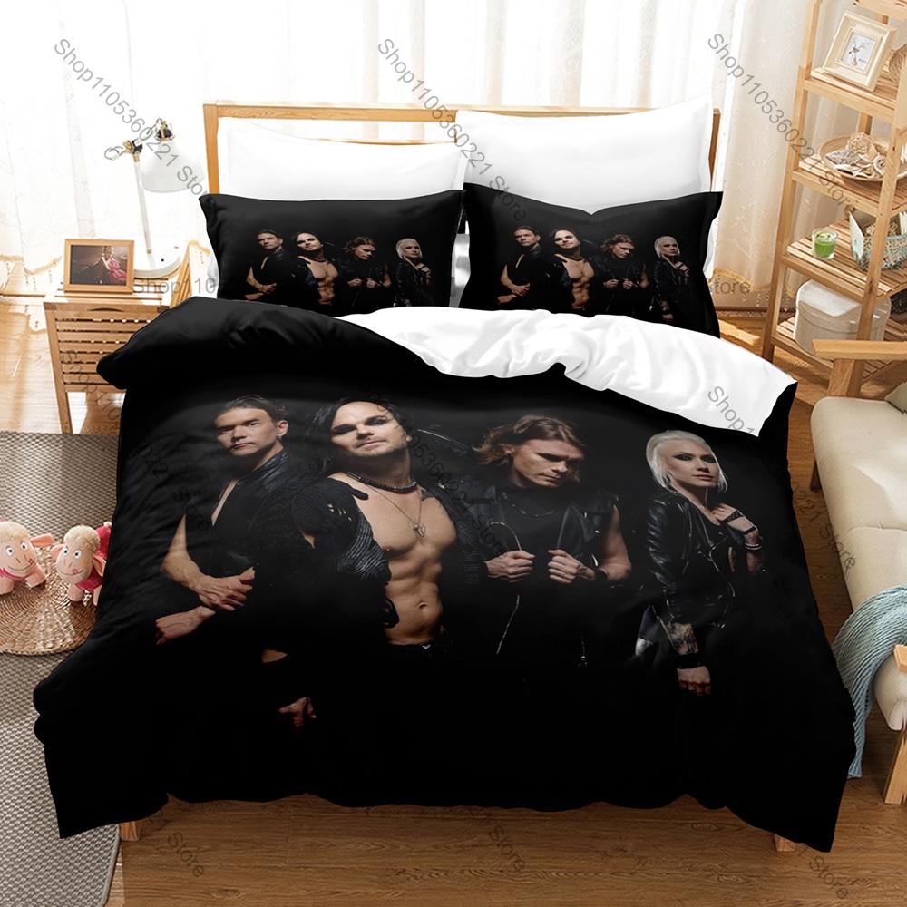 Lauri Ylönen Band Art Printed Bedding Kit 3PCS Duvet Cover & 2 Pillow Covers Breathable Fabric Rock Lover Bedroom Ornament