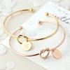Trendiges Initialmünz-Charms-Armband für Damen, Herren, Liebhaber, Ehefrau, Edelstahl-Buchstaben-Manschettenarmband, Partner-Schmuck, Dropshipping