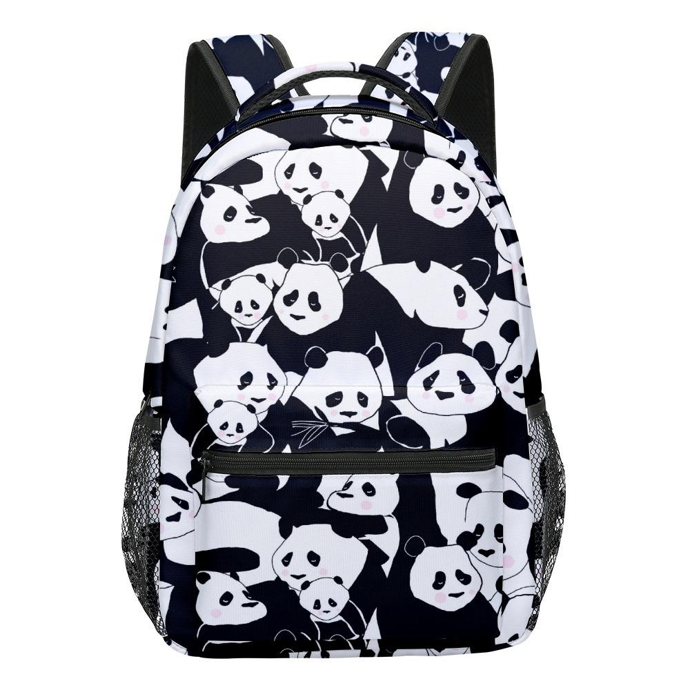 Hip Hop Kpop Jugendliche Schultaschen Unisex Niedliche Panda-Reisetaschen 3D-Druck Oxford Wasserdicht Notizbuch Schulrucksäcke