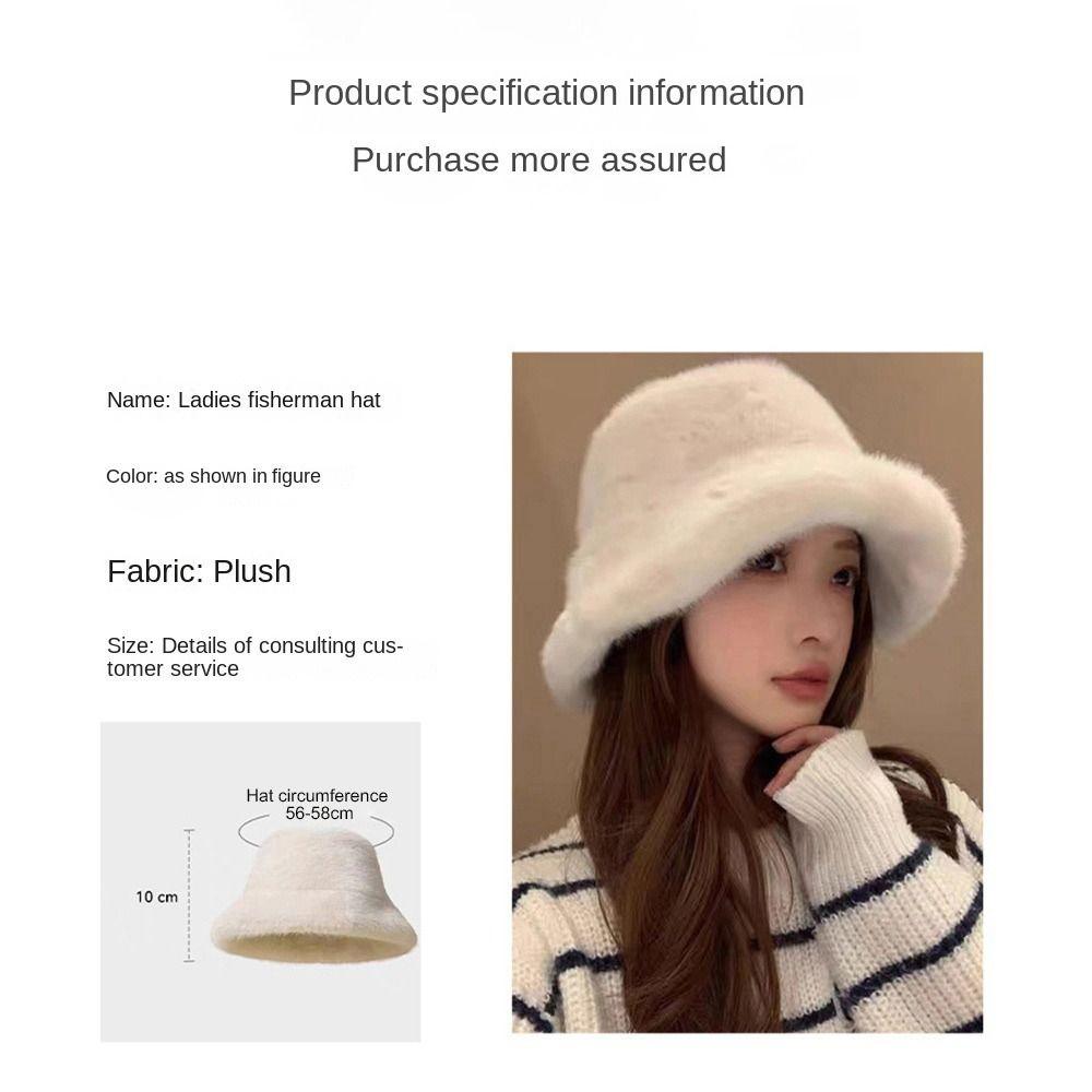 Furry Winter Furry Hat Oversize Plush Hat Cute Fisherman's Hat  Winter