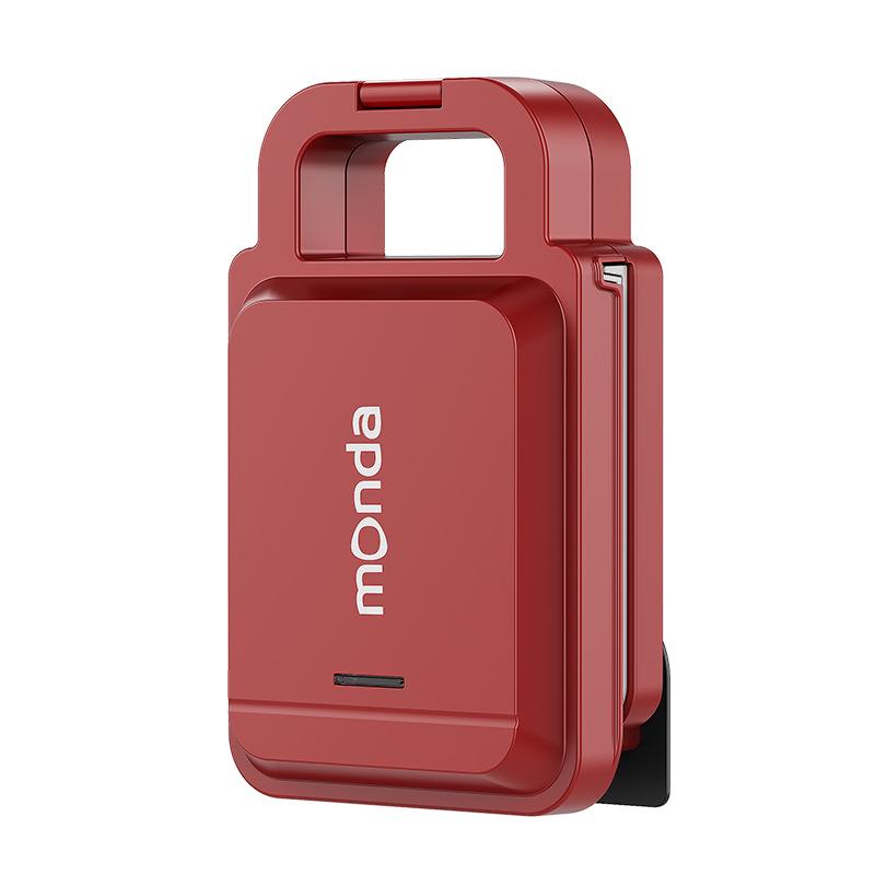 Monda Portable Multifunctional Sandwich & Breakfast Maker - Double-Sided Ceramic Grill & Toaster Combo красный