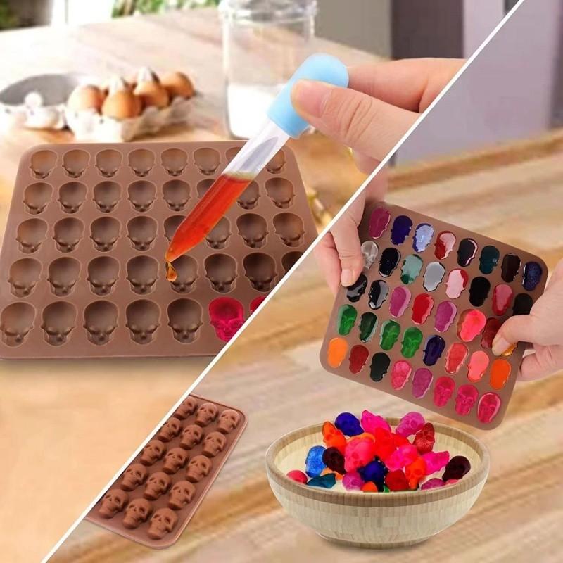 40 Holes Skull Ice Cube Silicone Mold Halloween Creative Decoration Reusable Bar Party Ice Making DIY Candy Chocolate Baking