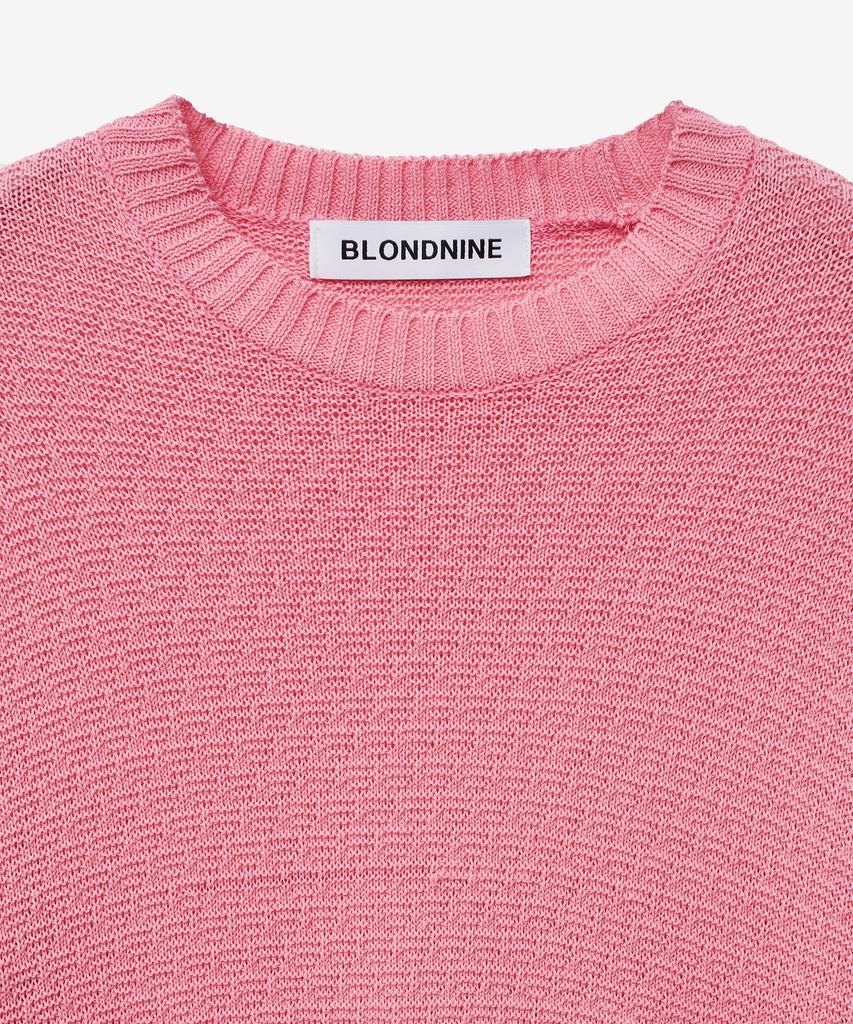BLOND9 Soft Crop Round Short Sleeve Knit_Pink