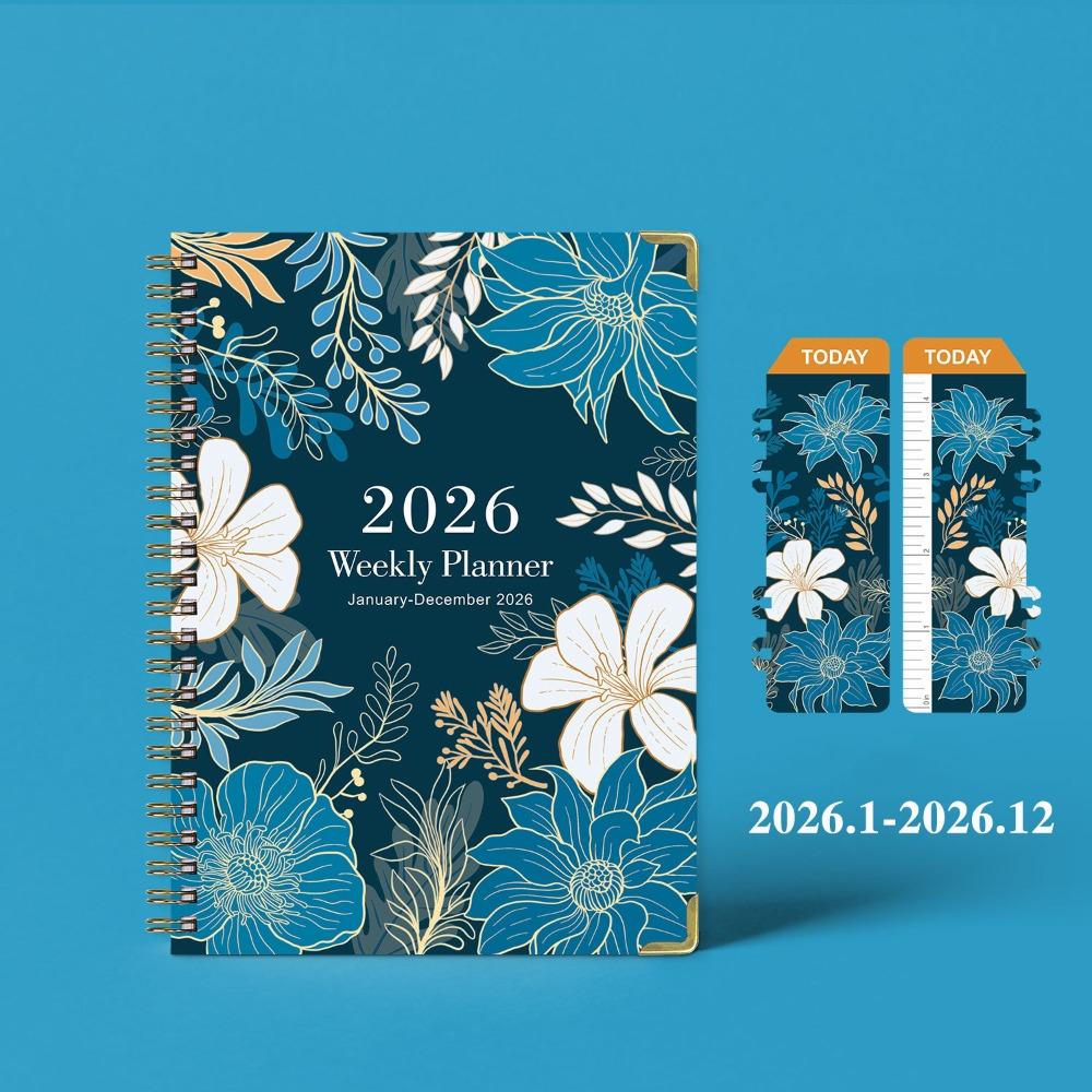 Flowers 2026 Schedule Book A5 Planner Notebook Portable Daily Planner Office Supplies