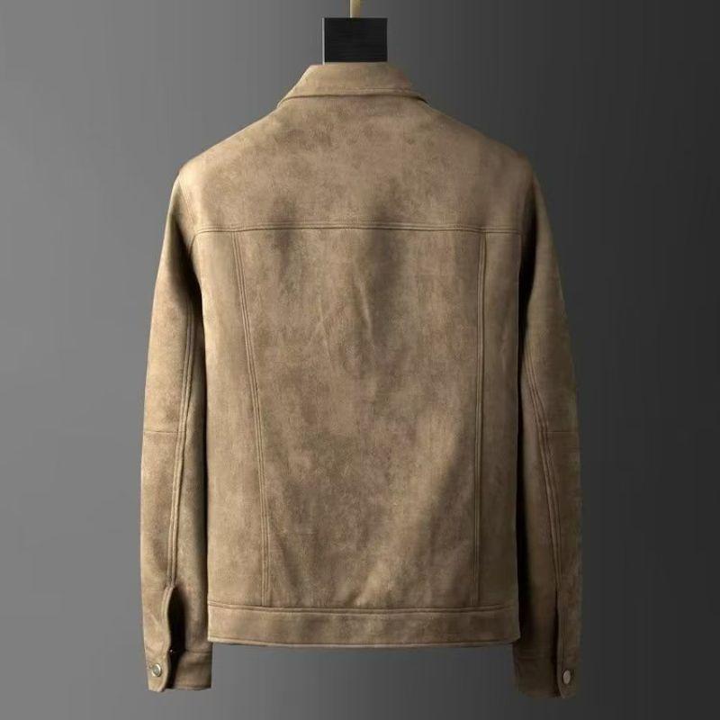 2023 New Autumn and Winter Polo Neck Slim Fit Handsome Casual and Versatile Korean Style Work Wear Deerskin Fleece Jacket