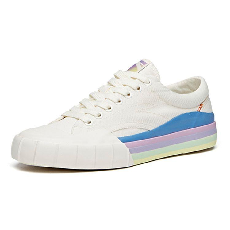 Anta Lifestyle Series Non-Slip Wear-Resistant Low-Top Canvas Shoes Women Sneakers White Blue Purple 122028608-2