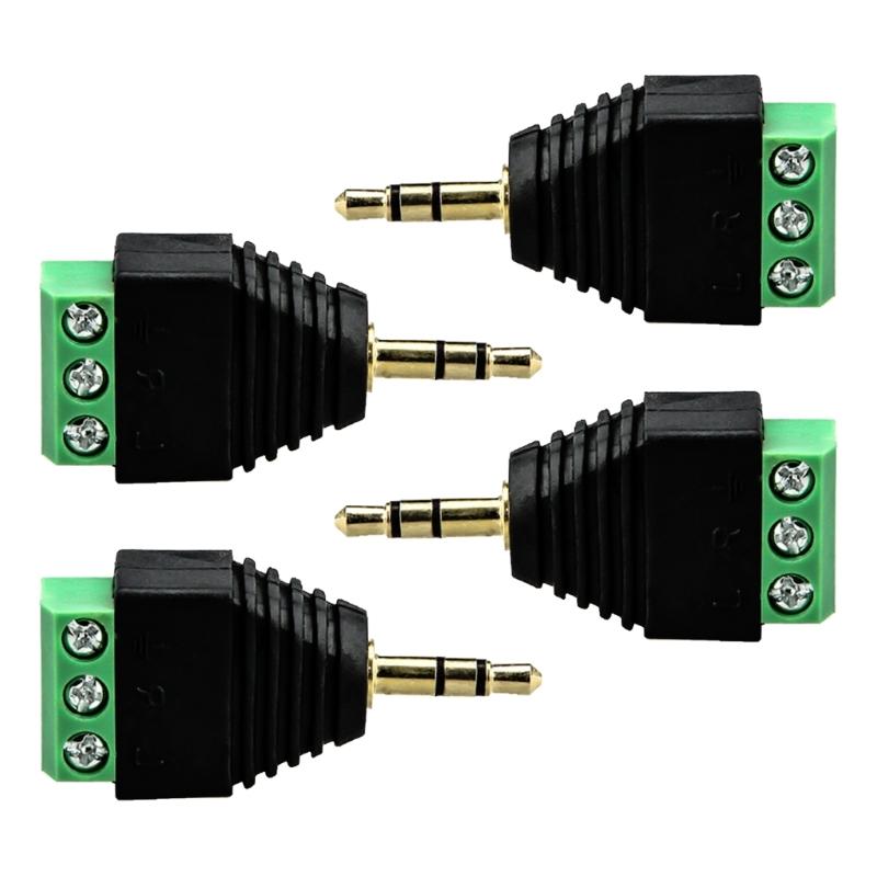 

4pcs 3.5mm Balun Male To Screw Terminals Female Adapter Easy to Use for Microphones & Earphones without Soldering 1