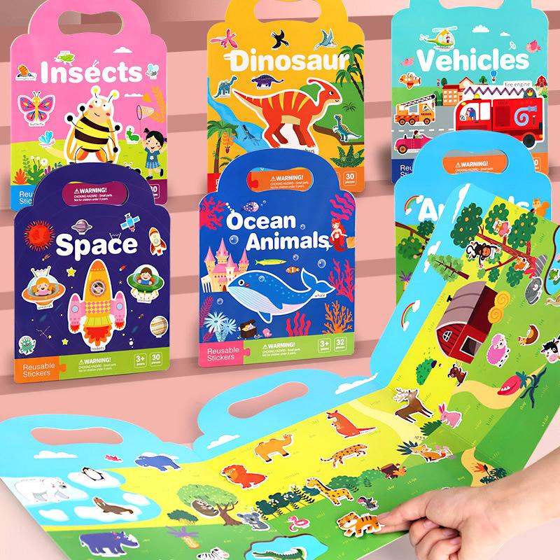 1 Set Kinder Tragbar Wiederverwendbar Leise Beschäftigt Kleben Ein Buch Kinder DIY Stickerbuch Blasen Szene Sticker Gelee Paste Spielzeug