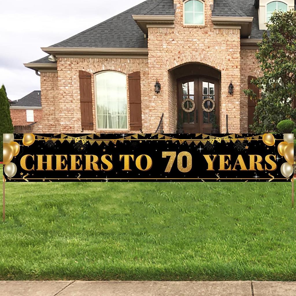 50th Birthday Decorations for Women & Men - Black Gold 118"x20" Extra Large "Cheers to 50 Years" Banner, Over The Hill Party Decor Indoor Outdoor, 50