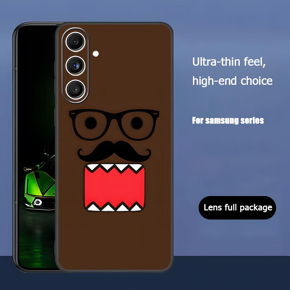 Cute D-Domo-kun Cartoon Phone Case For Samsung Galaxy S25 S24 S23 S22 S21 S20 Plus Ultra Note20 Soft Black Samsung S25