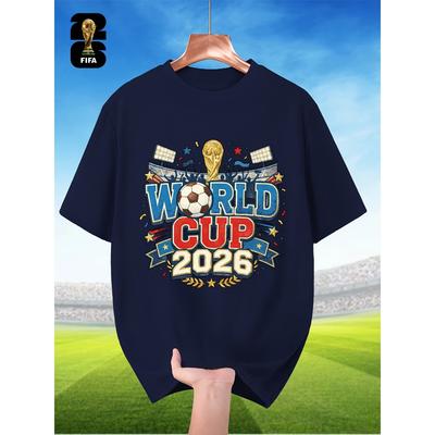 FIFA Themed Men'S Breathable Summer Short-Sleeve T-Shirt, Featuring a Hercules Cup Football Print, Available In Multiple Colors