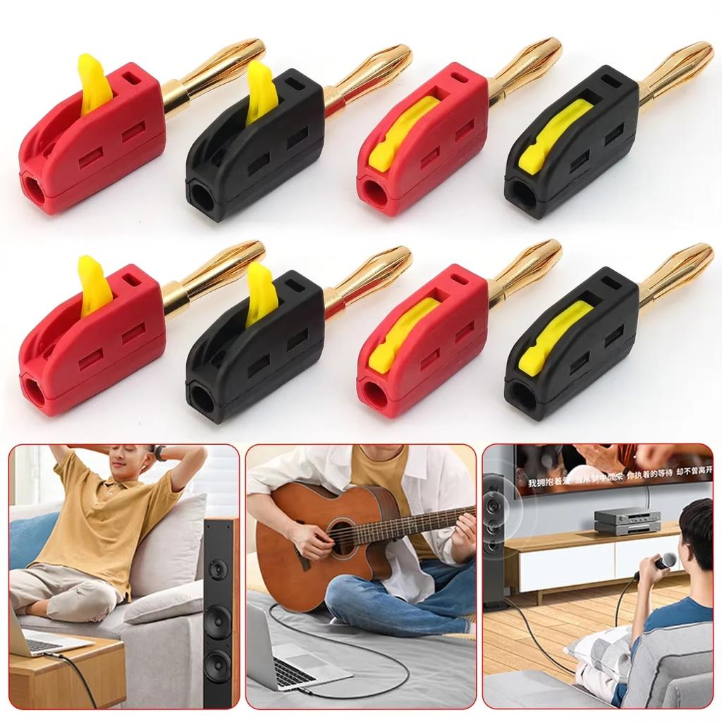 4mm Solderless Quick Wire Connector High Current 32A Banana Plug Terminal Block Power Testing Instrument Plug Musical Speaker Plug Connectors 4