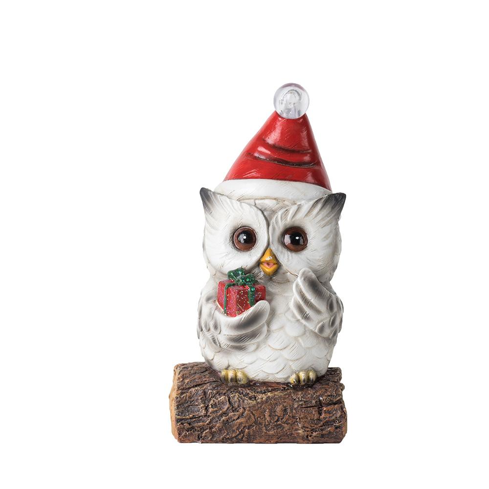 Latest Glowing Christmas Decoration Owl Home Use Christmas Tabletop Living Room Resin Good Craft Ornaments Durable Durable