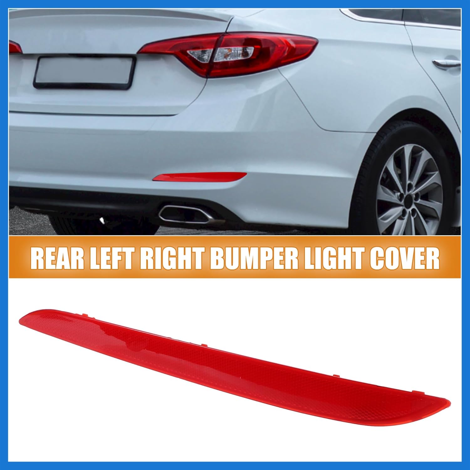 

1 Pair Rear Left Right Bumper Reflector Light Cover for Hyundai Sonata 2015-2017 92405-C1000 92406-C1000 Red Auto Accessories