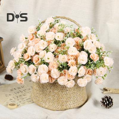 Artificial Carnation 20 Heads Realistic Fake Silk Flower Wedding Party Home Office Table Centerpiece Faux Floral Plants Branch Decoration