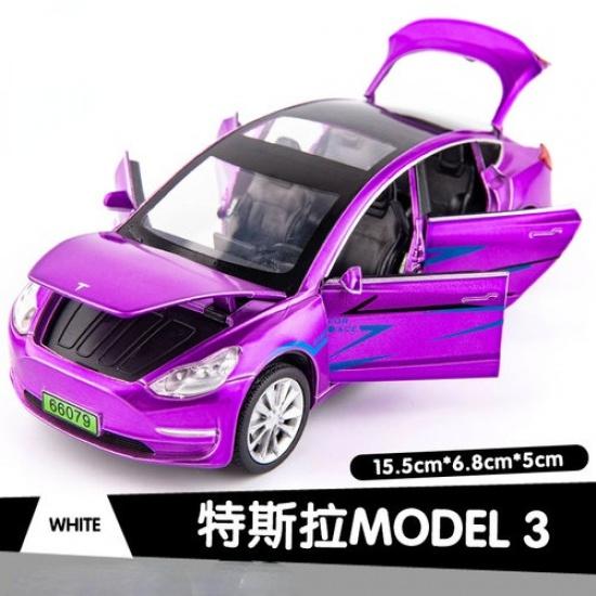 

1/32 Tesla Model S Легкосплавна модель автомобіля Літа під тиском Tesla Model 3 Model X Міні-автомобіль для дітей Хлопчики для дітей Колекційний model-3 purple